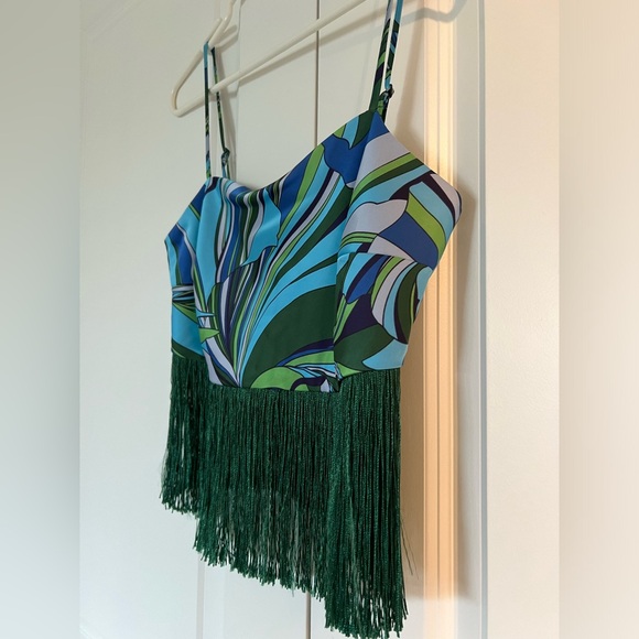 House of Harlow 1960 Green Crop Top with Fringe XS - Picture 3 of 5
